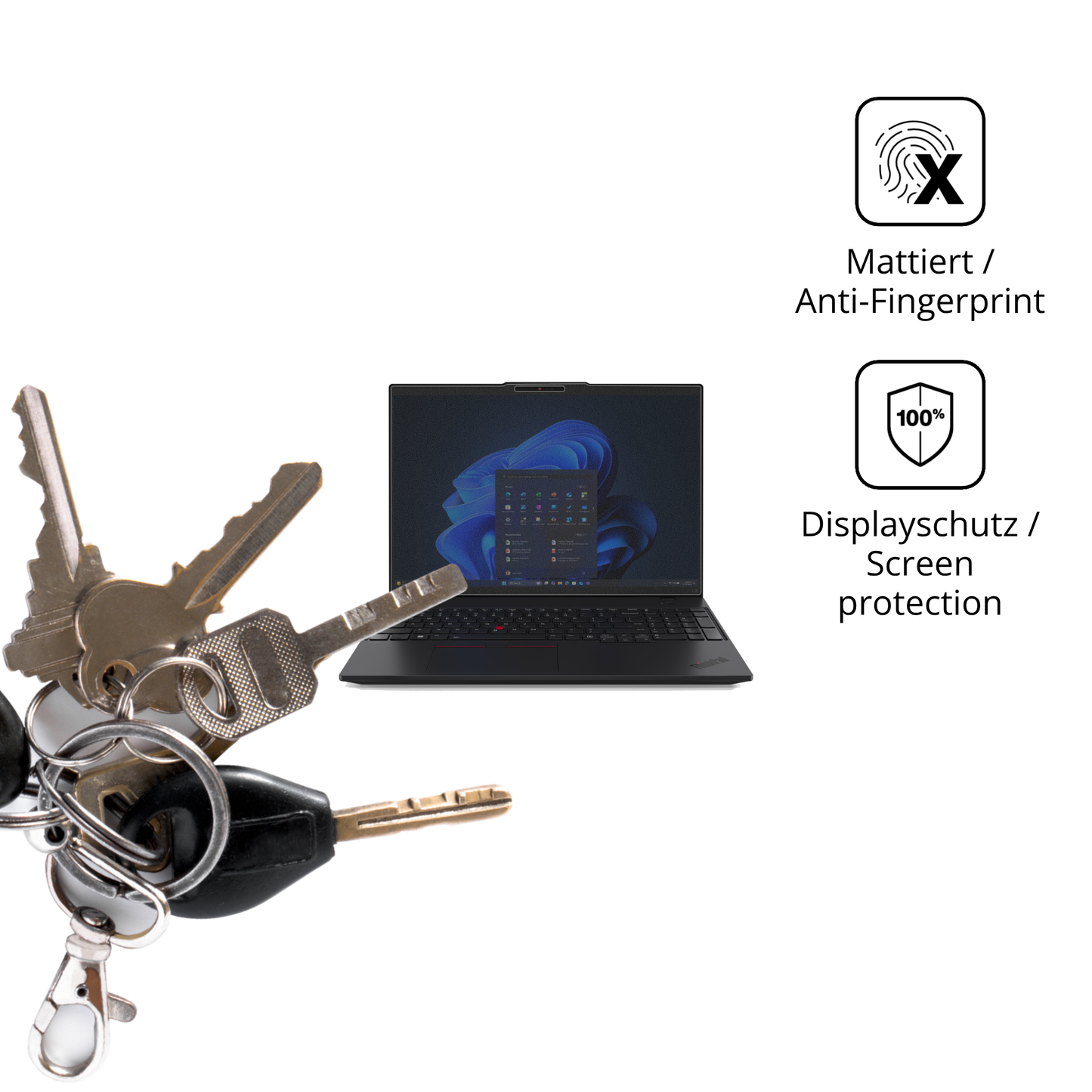 dipos Displayschutz für Lenovo ThinkPad L16 G2, mattierte Oberfläche, Blickschutzfilter und perfekter Passform