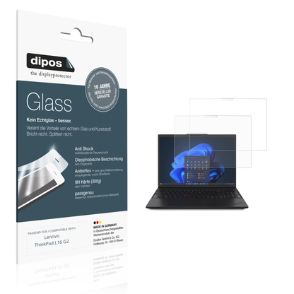 Matte Displayschutzfolie von dipos passend für Lenovo ThinkPad L16 G2, 9H kratzfest und blasenfrei montiert