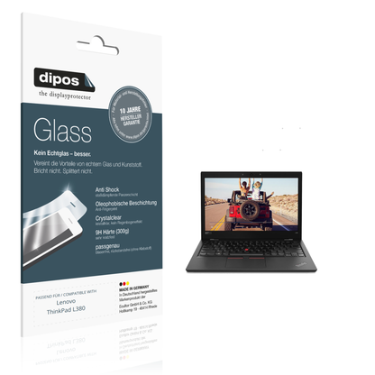 Klare Displayschutzfolie von dipos passend für Lenovo ThinkPad L380, 9H kratzfest und blasenfrei montiert