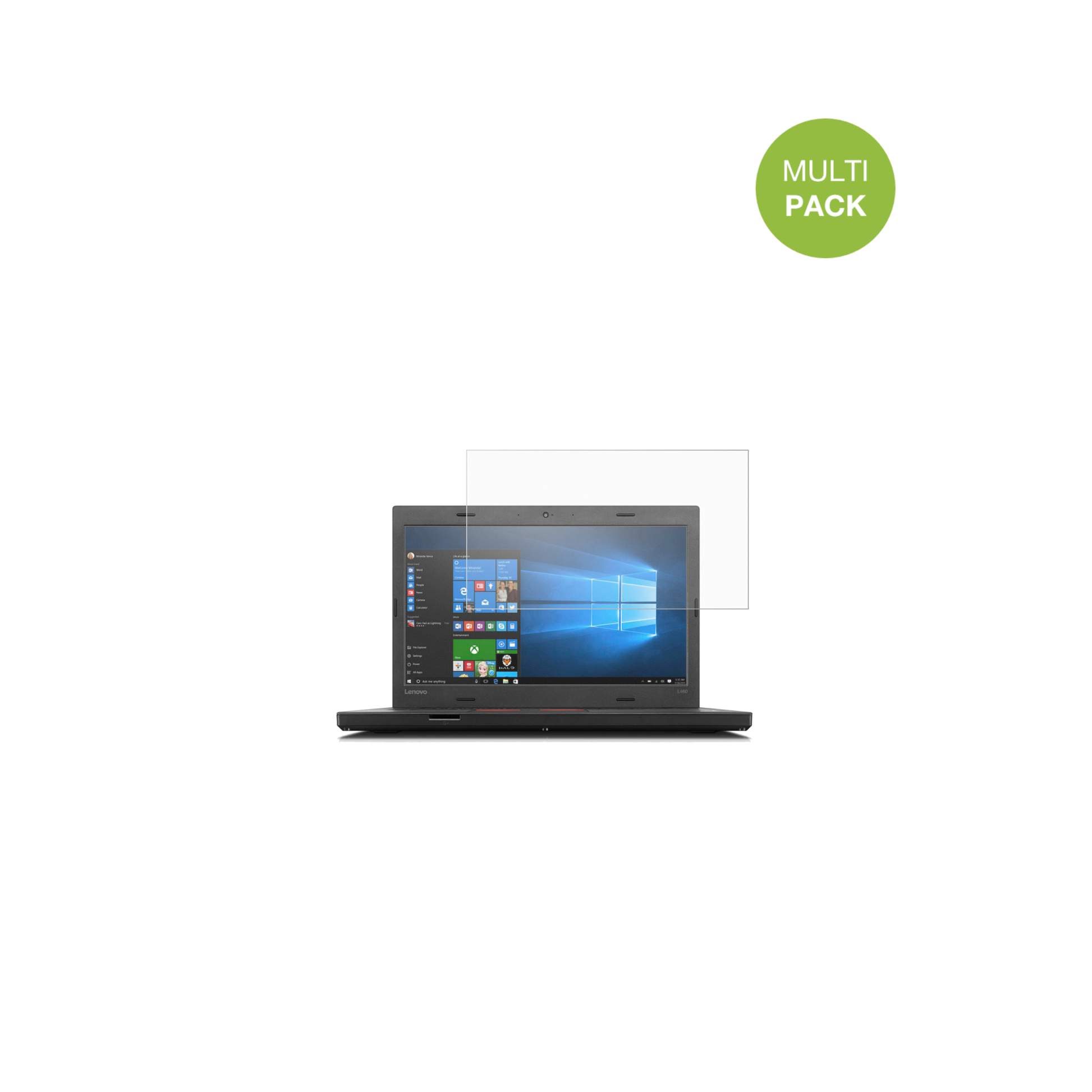 LenovoThinkPad L460 mit aufgebrachter dipos Displayschutzfolie, die lästige Fingerabdrücke minimiert