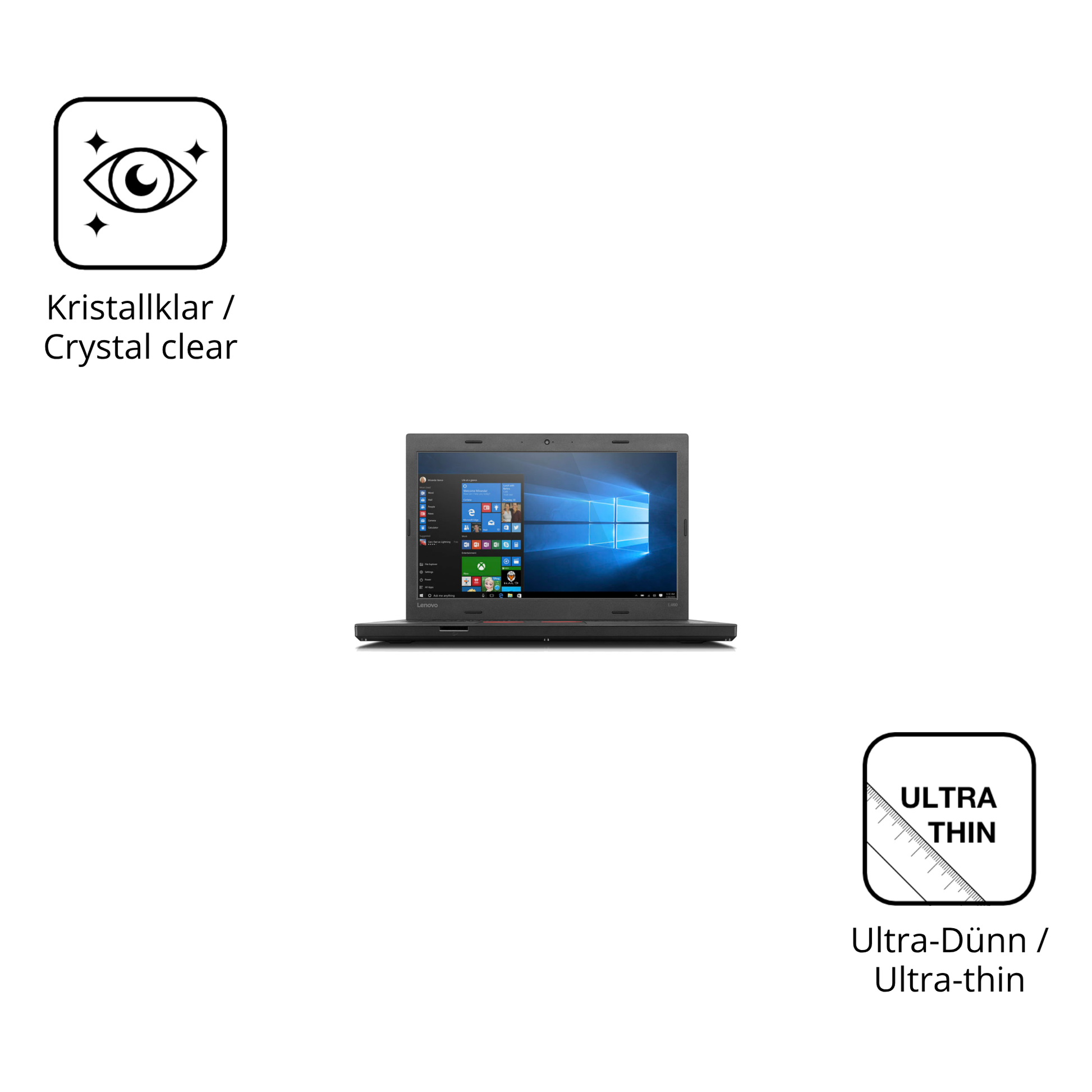 Dünne und klare Folie passend zugeschnitten für Lenovo ThinkPad L460