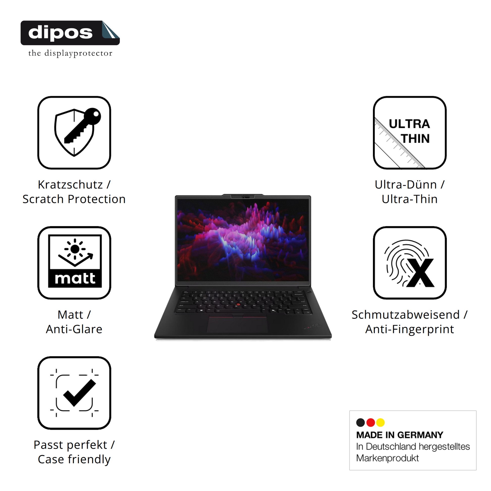 Displayschutz hergestellt in Deutschland, höchste Qualität made in Germany