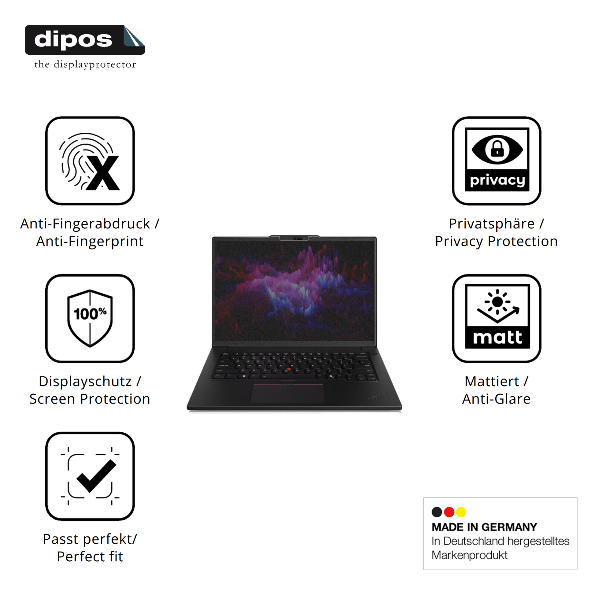 Privatsphäre-Schutz durch Sichtschutz-Folie passend zugeschnitten für lenovothinkpad p14s gen 6 14.5 zoll