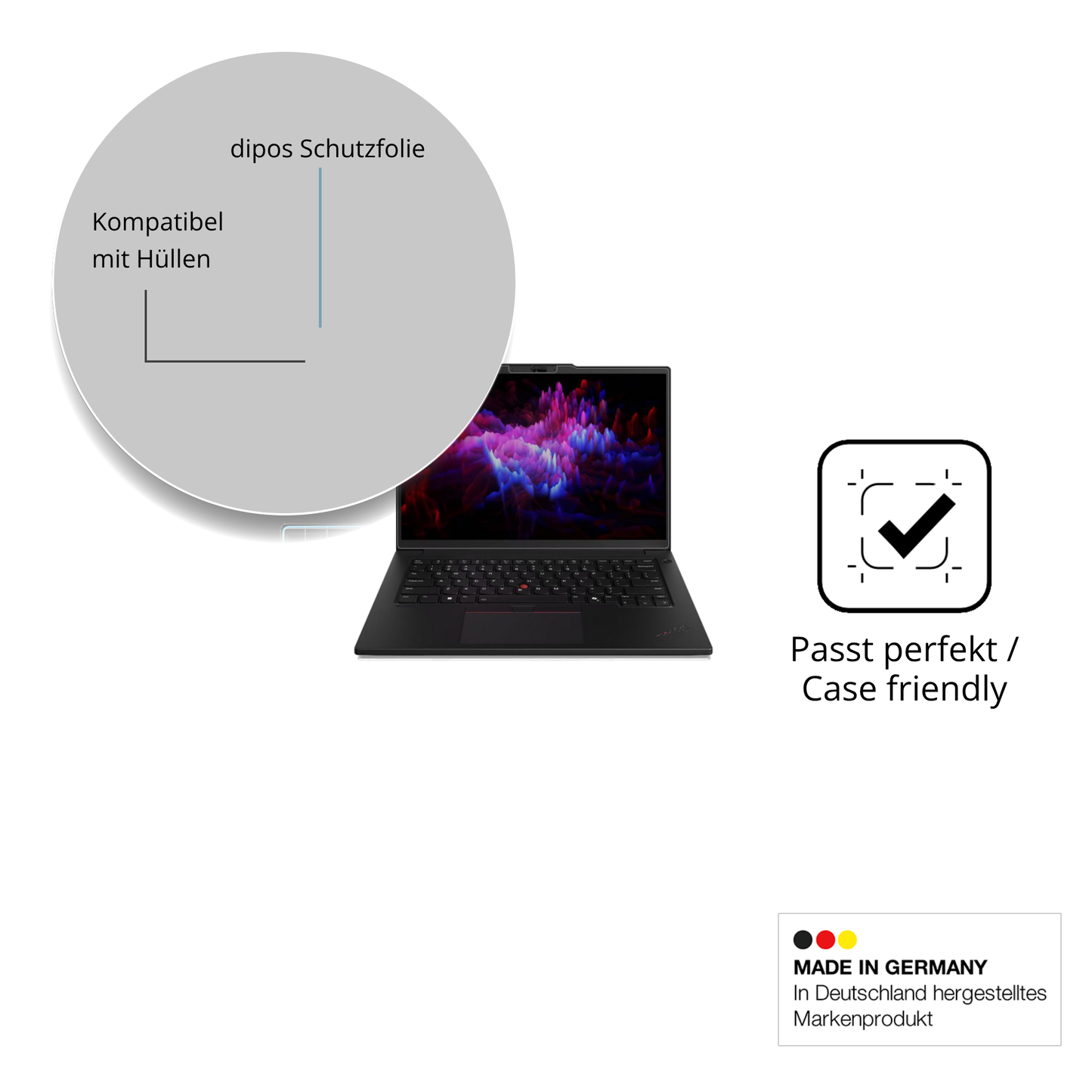 Schutzfolie mit optimaler Passform, zur Verwendung mit Hüllen geeignet