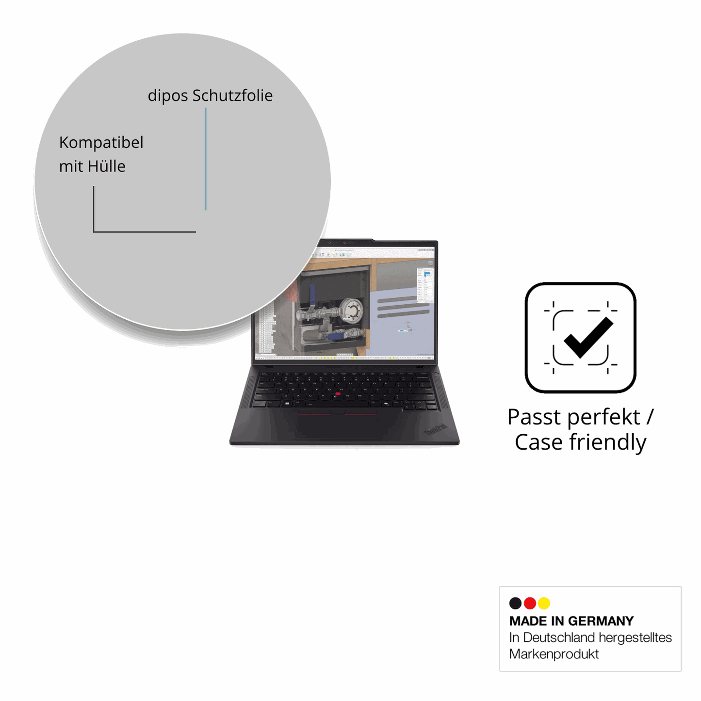 Schutzfolie mit optimaler Passform, zur Verwendung mit Hüllen geeignet