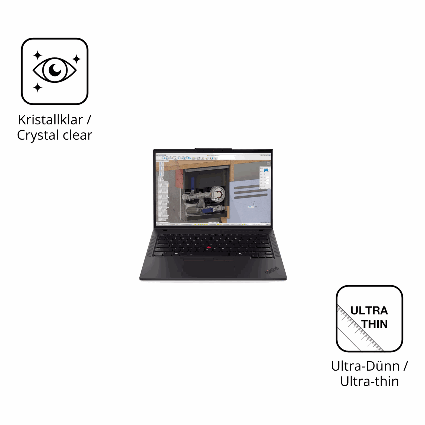 Dünne und klare Folie passend zugeschnitten für Lenovo ThinkPad P14s Gen 6 14 Zoll