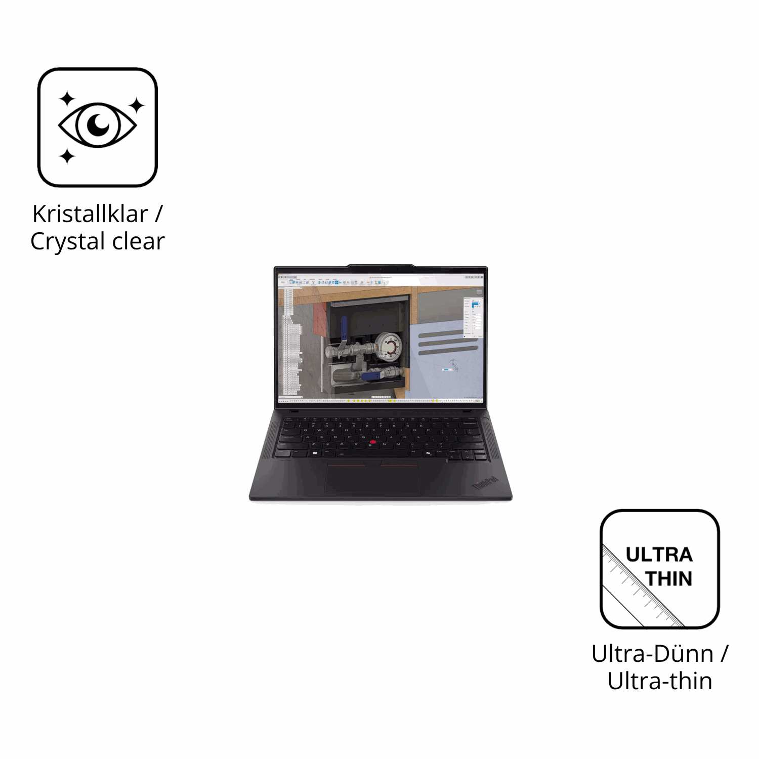 Dünne und klare Folie passend zugeschnitten für Lenovo ThinkPad P14s Gen 6 14 Zoll