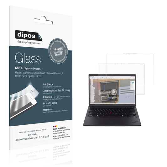 Matte Displayschutzfolie von dipos passend für Lenovo ThinkPad P14s Gen 6 14 Zoll, 9H kratzfest und blasenfrei montiert