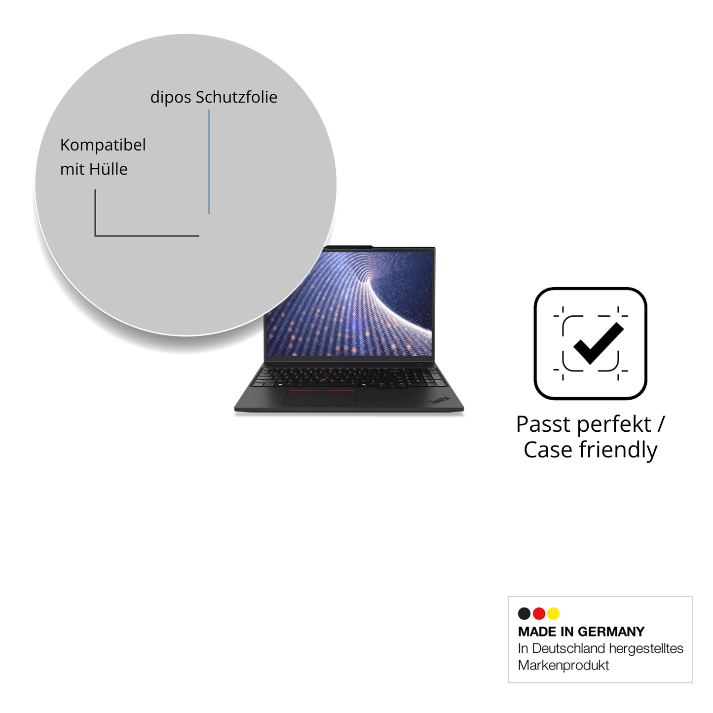 Schutzfolie mit optimaler Passform, zur Verwendung mit Hüllen geeignet