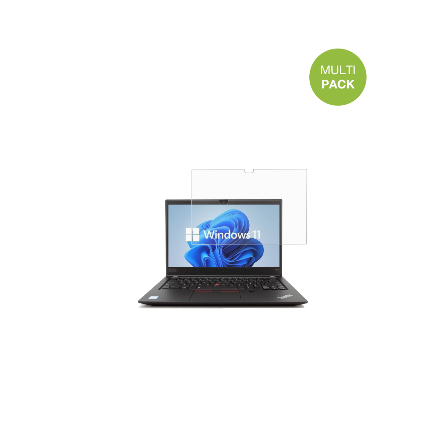 LenovoThinkPad T490s mit aufgebrachter dipos Displayschutzfolie, die lästige Fingerabdrücke minimiert