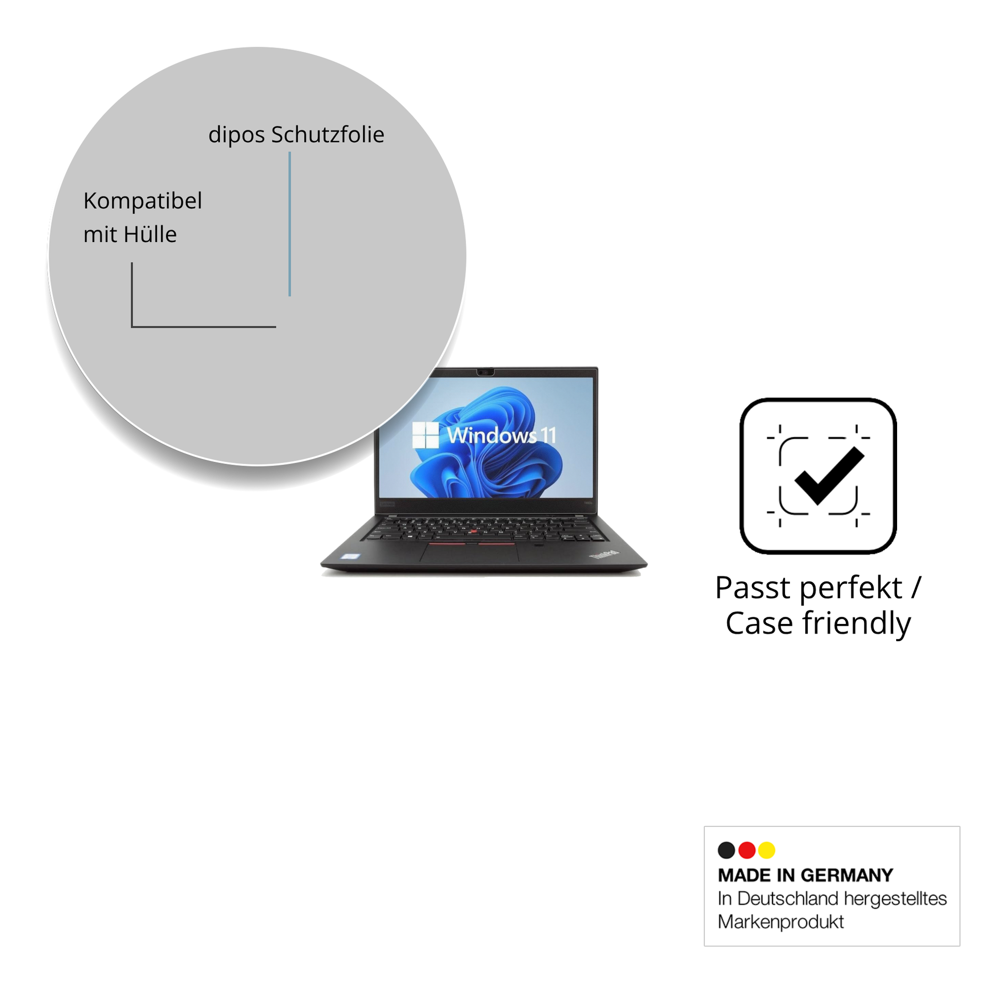 Schutzfolie mit optimaler Passform, zur Verwendung mit Hüllen geeignet