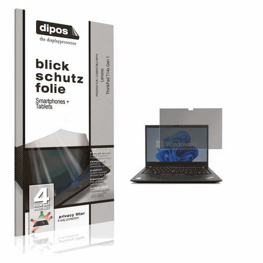 Blickschutzfolie von dipos passend für Lenovo ThinkPad T14s Gen 1, präziser Zuschnitt und blasenfrei montiert