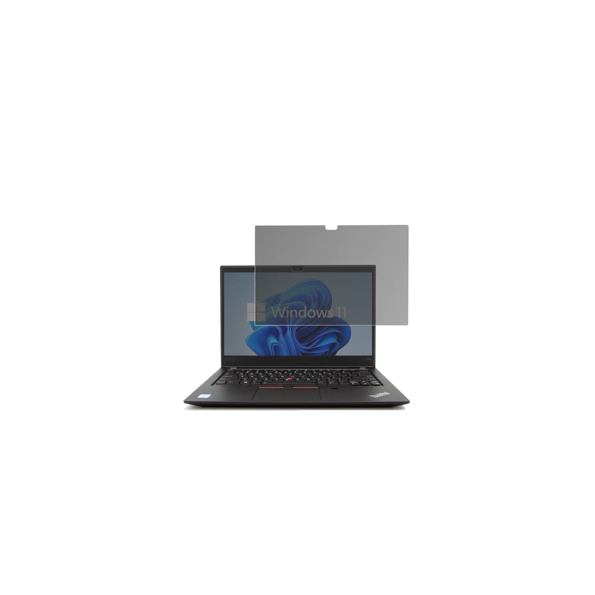 LenovoThinkPad T14s Gen 1 mit aufgebrachtem dipos Displayschutz, der seitliche Einblicke blockiert