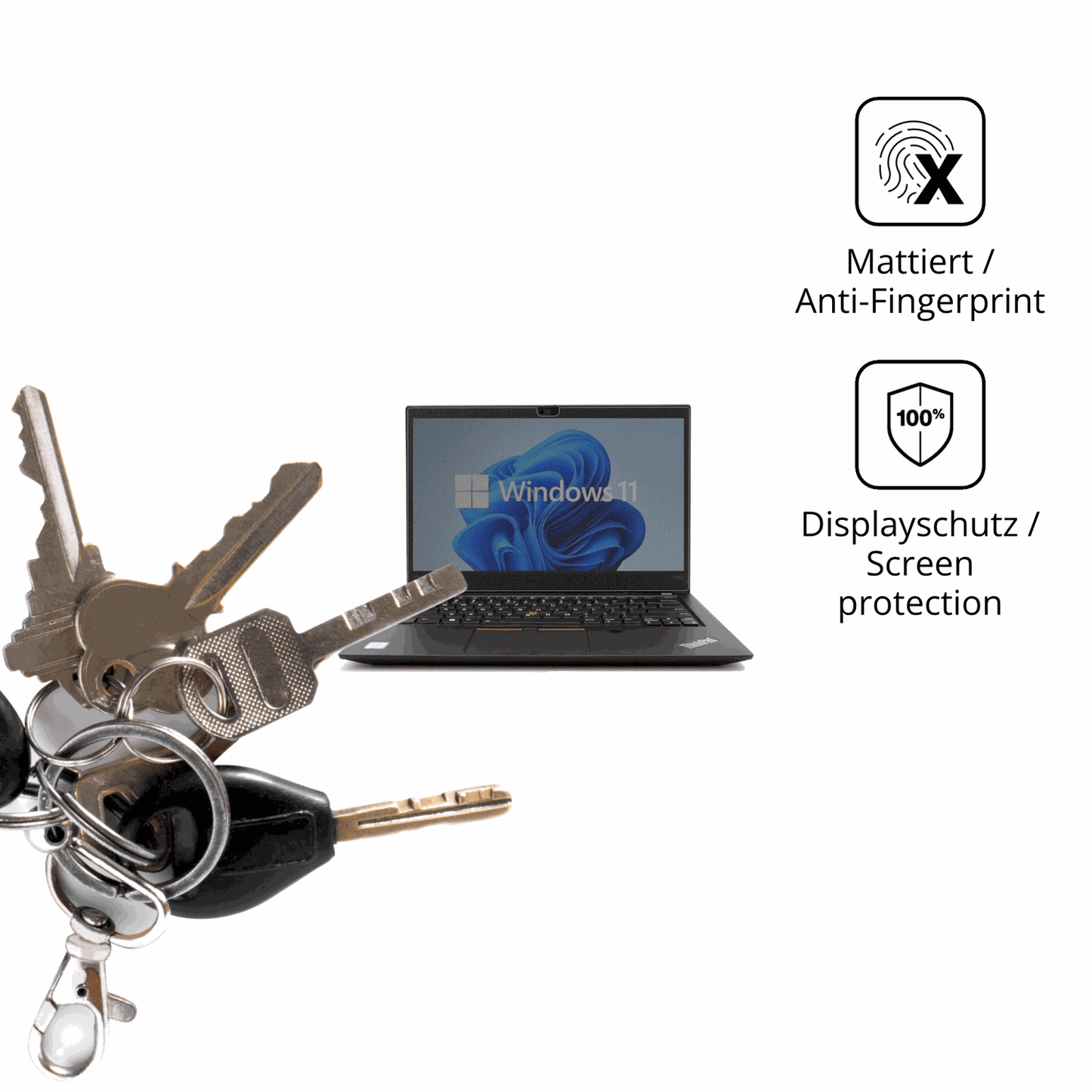 dipos Displayschutz für Lenovo ThinkPad T14s Gen 1, mattierte Oberfläche, Blickschutzfilter und perfekter Passform