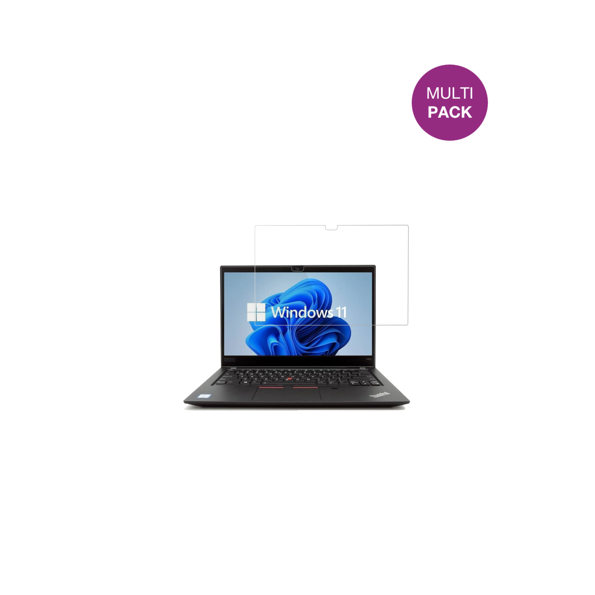 LenovoThinkPad T490s mit aufgebrachter dipos Displayschutzfolie, glasklare Darstellung ohne Einschränkungen