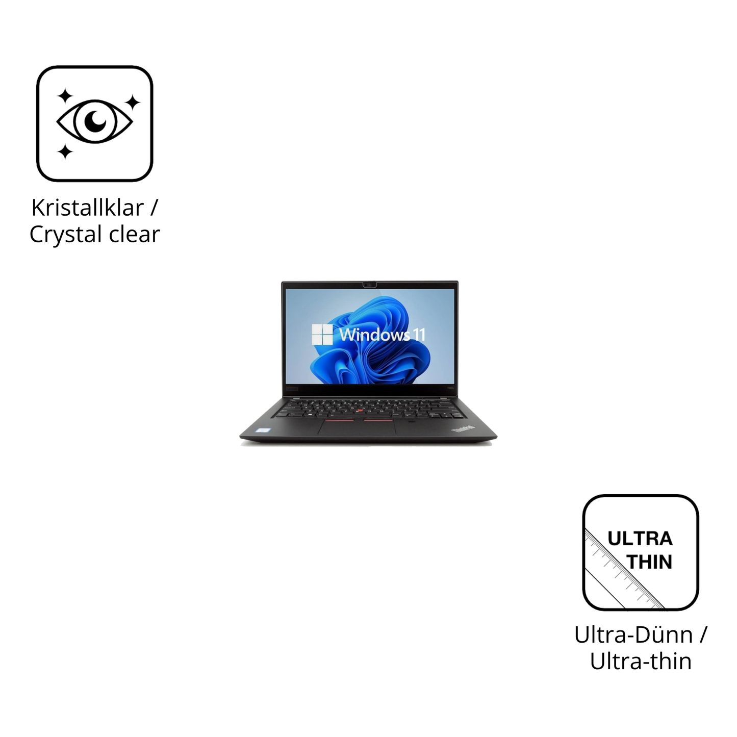 Dünne und klare Folie passend zugeschnitten für Lenovo ThinkPad T14s Gen 1