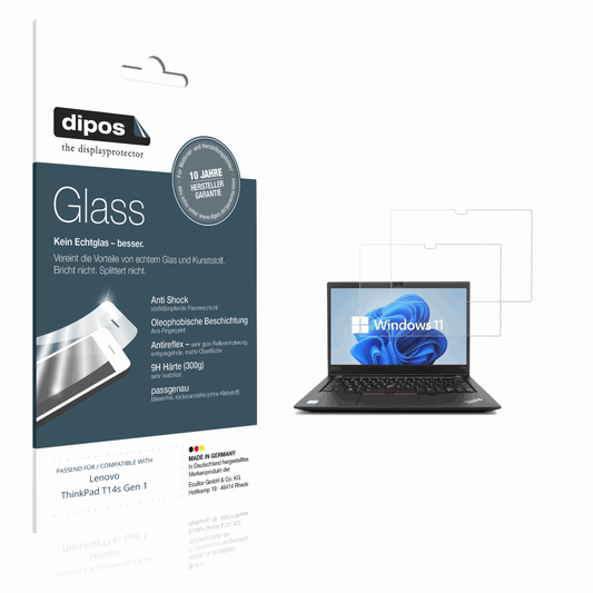 Matte Displayschutzfolie von dipos passend für Lenovo ThinkPad T14s Gen 1, 9H kratzfest und blasenfrei montiert