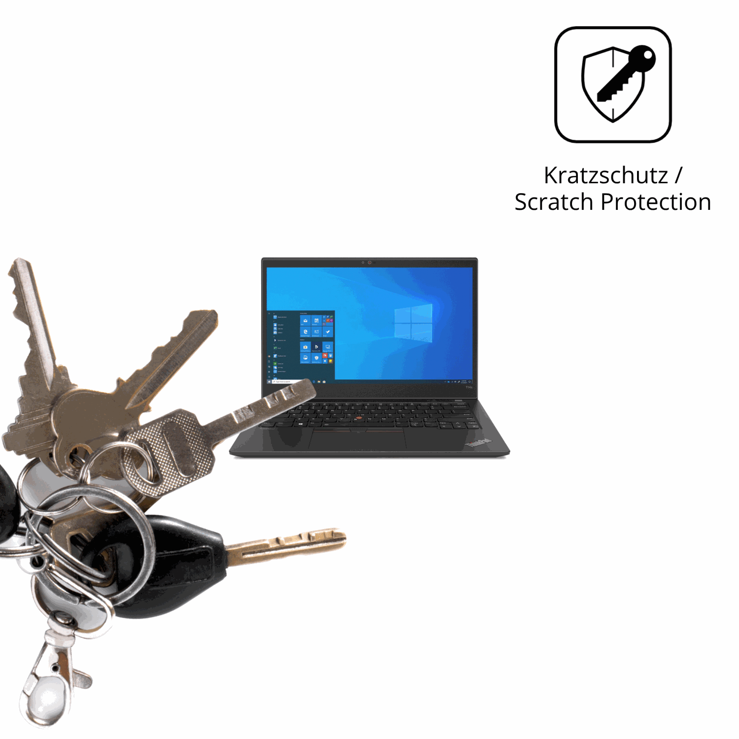 Schutz gegen Kratzer auf dem Lenovo ThinkPad T14s Gen 2 Glas durch Schlüssel oder Ähnliches