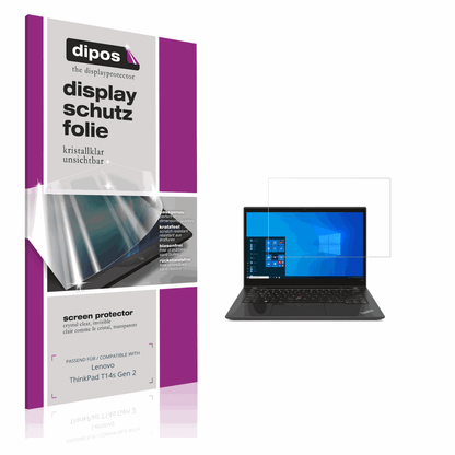 Klare Displayschutzfolie von dipos passend für Lenovo ThinkPad T14s Gen 2, präziser Zuschnitt und blasenfrei montiert