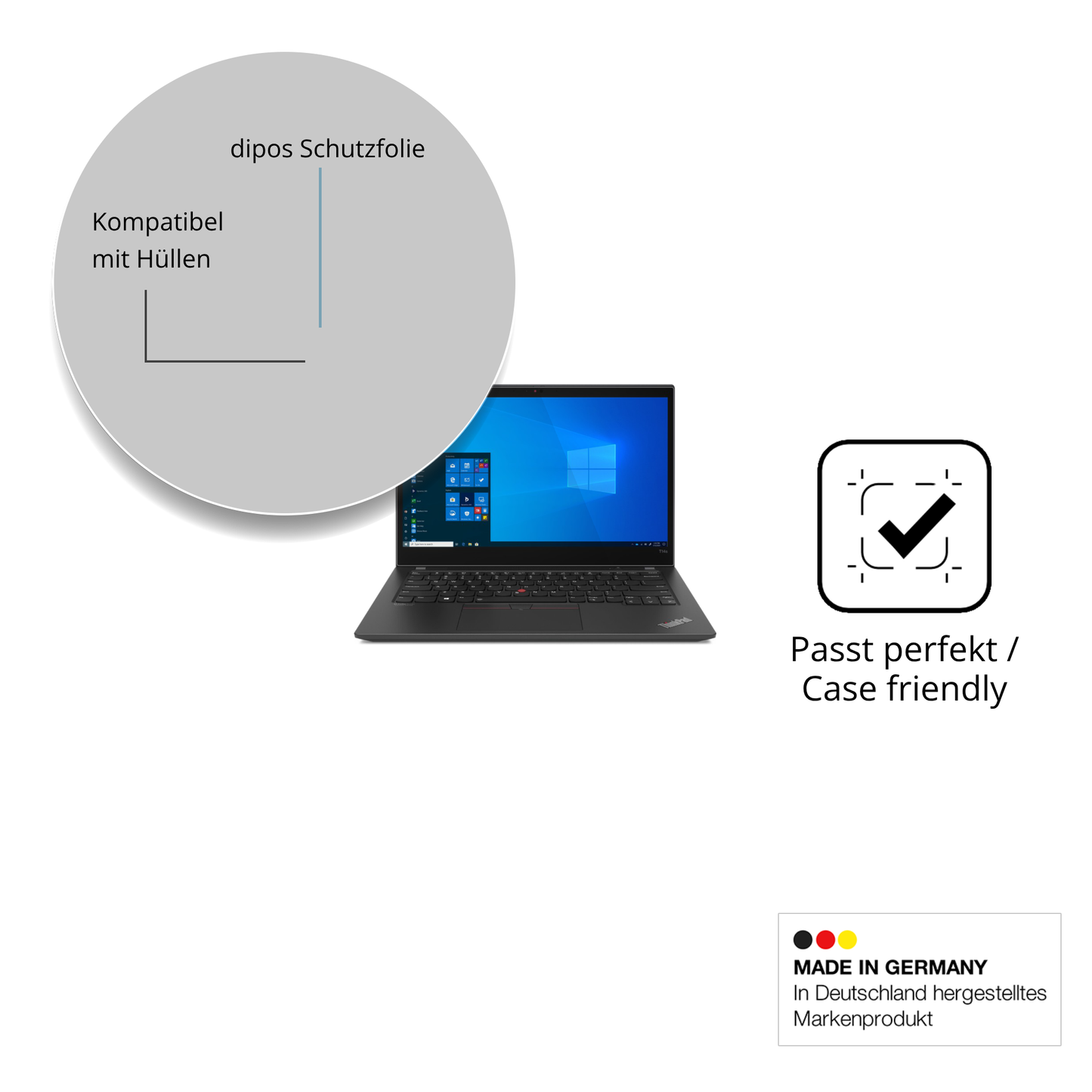 Schutzfolie mit optimaler Passform, zur Verwendung mit Hüllen geeignet