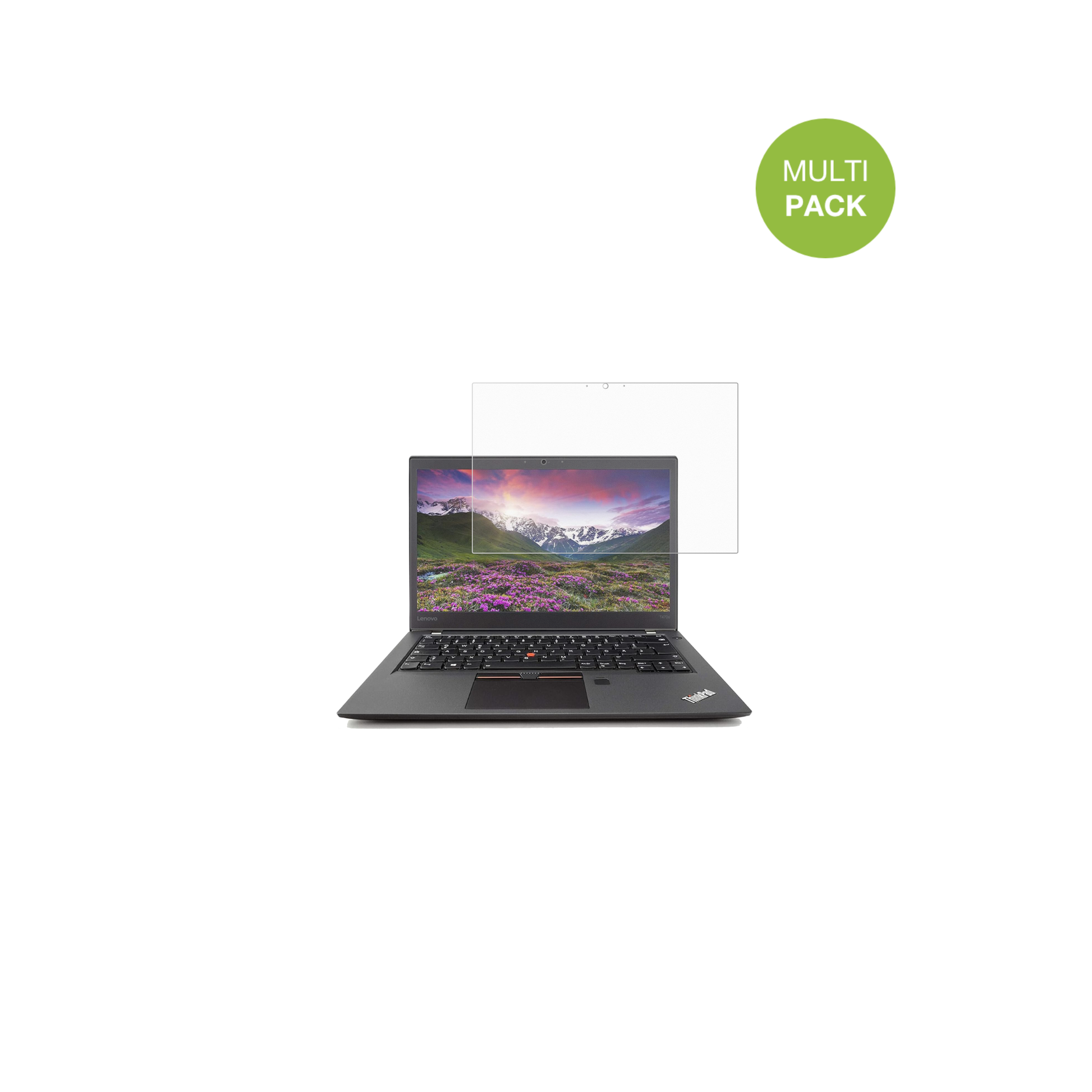 LenovoThinkpad T470s mit aufgebrachter dipos Displayschutzfolie, die lästige Fingerabdrücke minimiert