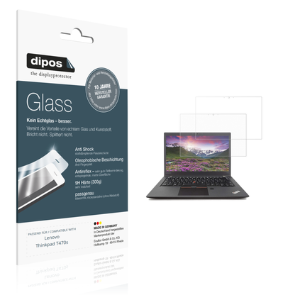 Matte Displayschutzfolie von dipos passend für Lenovo Thinkpad T470s, 9H kratzfest und blasenfrei montiert