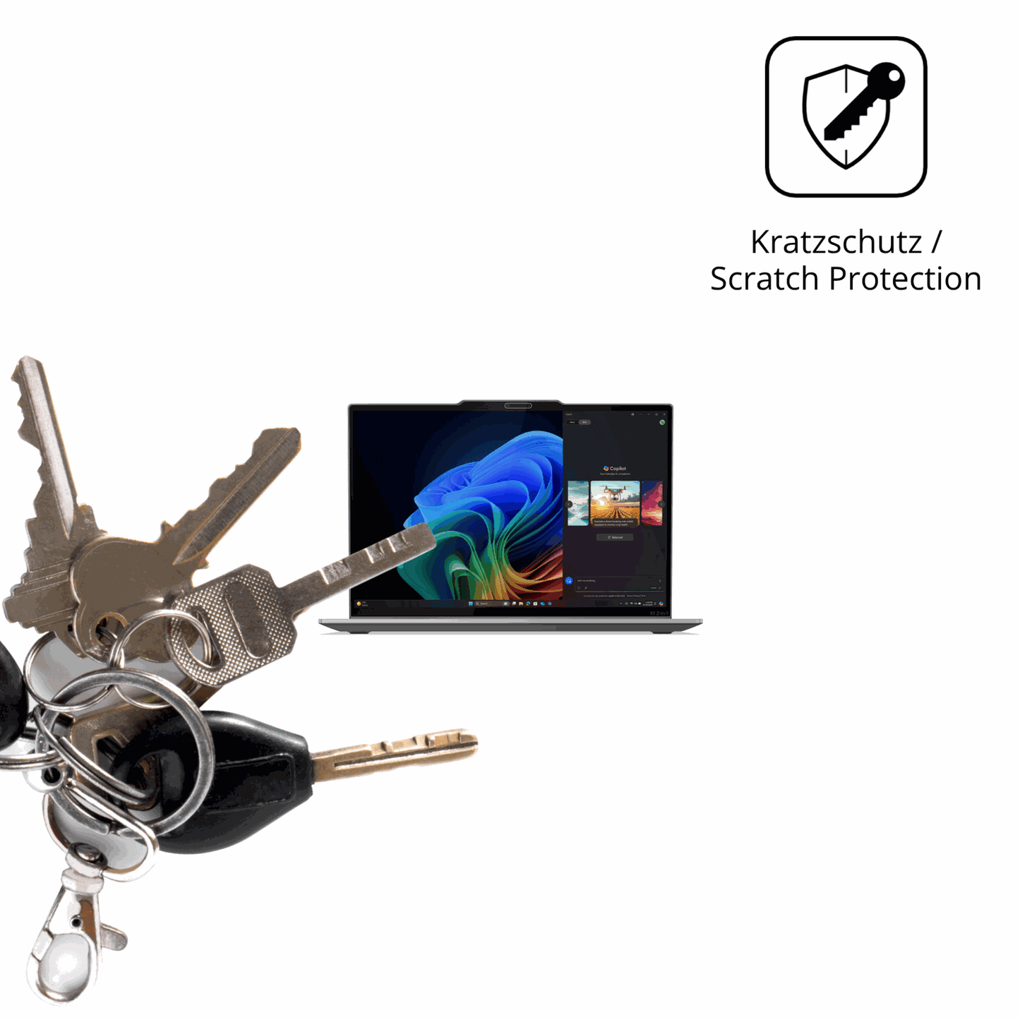 Schutz gegen Kratzer auf dem Lenovo ThinkPad X1 2-in-1 Gen 10 Glas durch Schlüssel oder Ähnliches