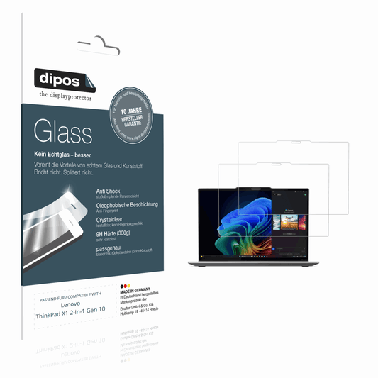 Klare Displayschutzfolie von dipos passend für Lenovo ThinkPad X1 2-in-1 Gen 10, 9H kratzfest und blasenfrei montiert
