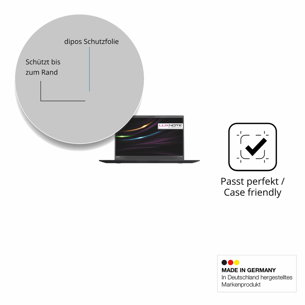 Schutzglasfolie mit optimaler Passform, zur Verwendung mit Hüllen geeignet