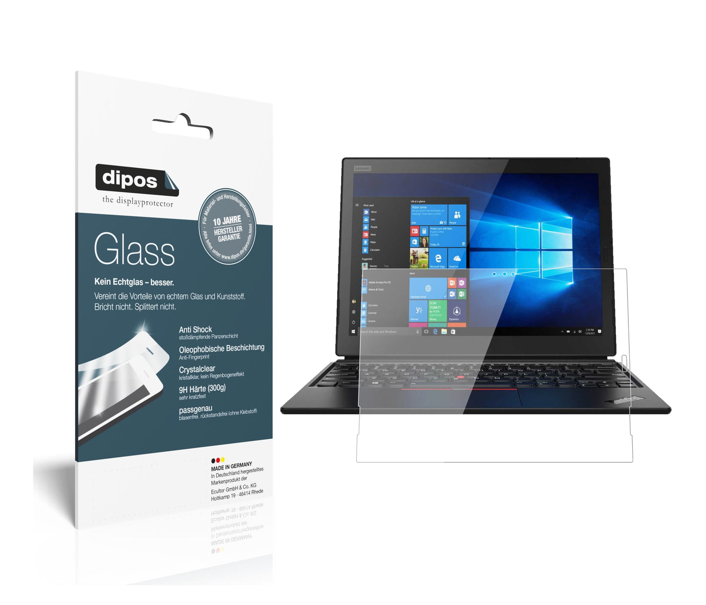 2x 9H Schutzfolie für Lenovo ThinkPad X1 Tablet 3. Gen. Panzerfolie