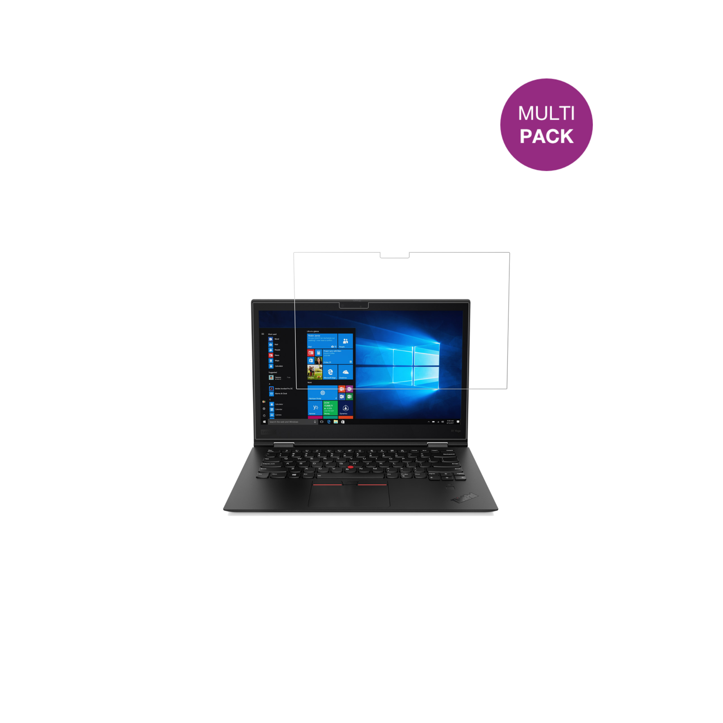 LenovoThinkPad X1 Yoga Gen 3 mit aufgebrachter dipos Displayschutzfolie, glasklare Darstellung ohne Einschränkungen