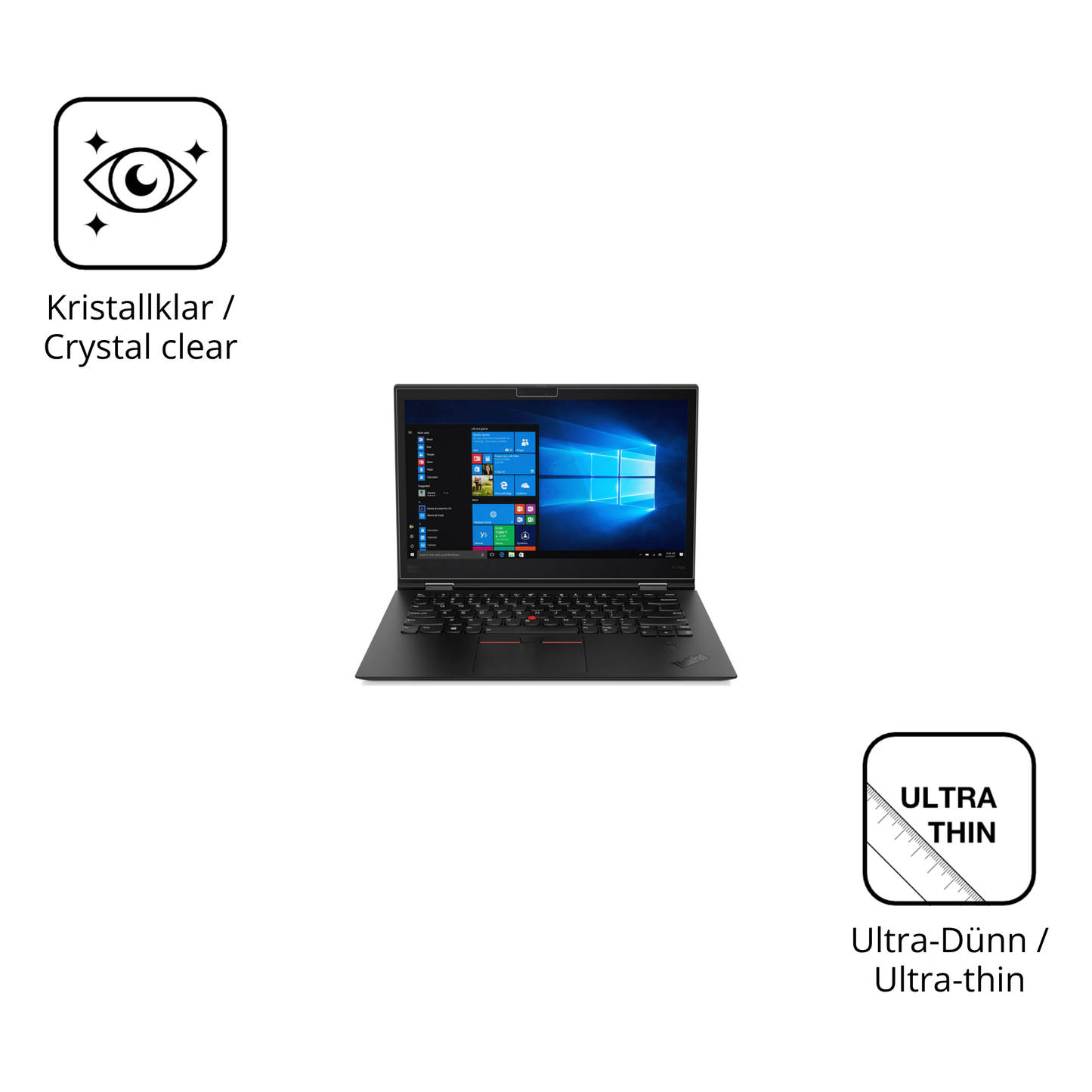 Dünne und klare Folie passend zugeschnitten für Lenovo ThinkPad X1 Yoga Gen 3