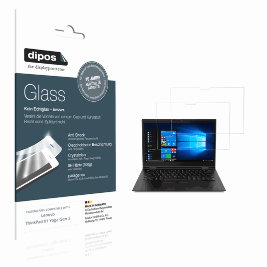 Klare Displayschutzfolie von dipos passend für Lenovo ThinkPad X1 Yoga Gen 3, 9H kratzfest und blasenfrei montiert