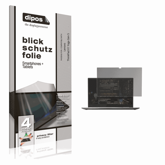 Blickschutzfolie von dipos passend für Lenovo ThinkPad X1 Yoga Gen 5, präziser Zuschnitt und blasenfrei montiert