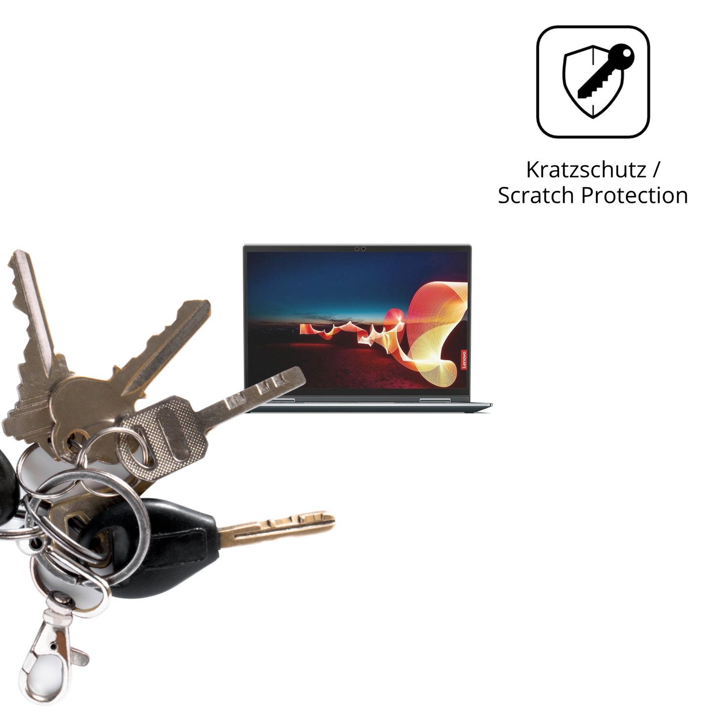 Schutz gegen Kratzer auf dem Lenovo ThinkPad X1 Yoga Gen 6 Glas durch Schlüssel oder Ähnliches