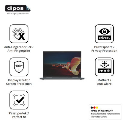 Privatsphäre-Schutz durch Sichtschutz-Folie passend zugeschnitten für Lenovo ThinkPad X1 Yoga Gen 6