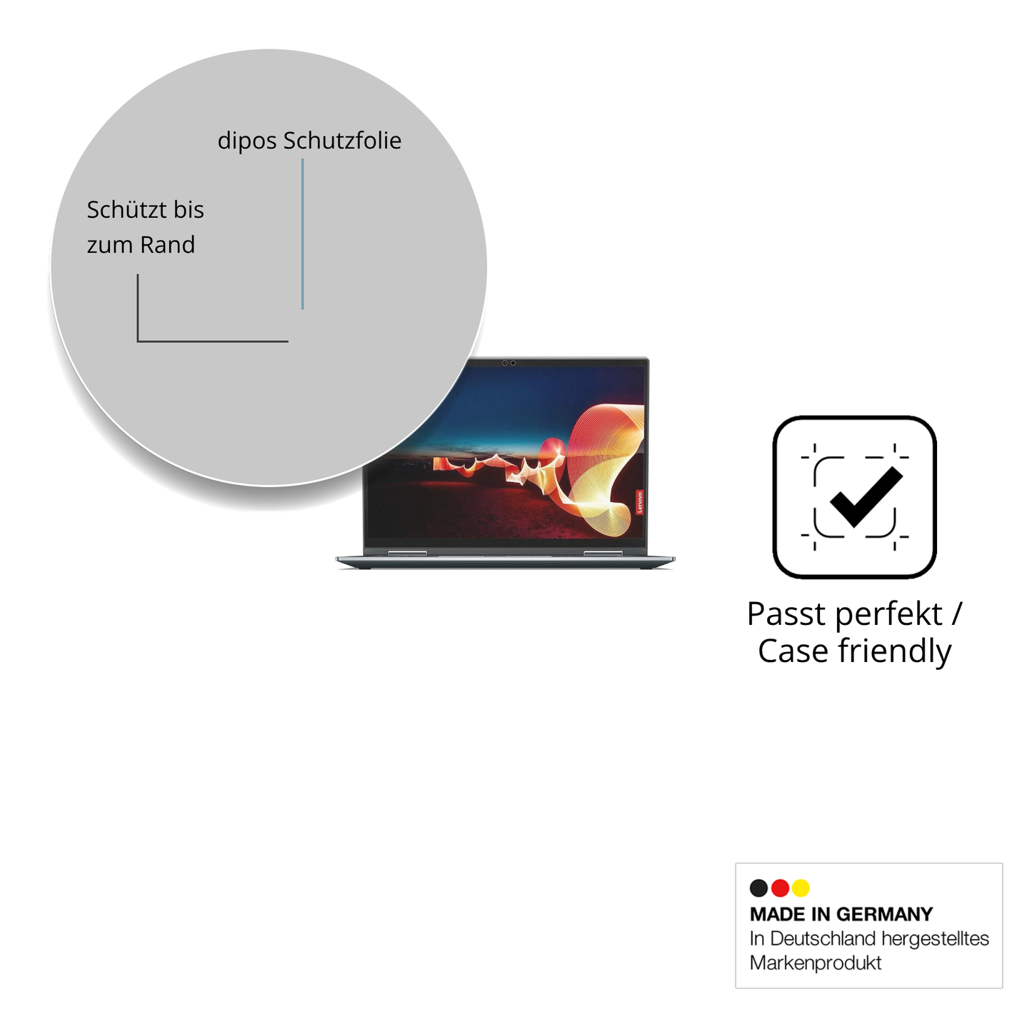 Schutzglasfolie mit optimaler Passform, zur Verwendung mit Hüllen geeignet