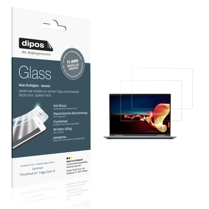 Klare Displayschutzfolie von dipos passend für Lenovo ThinkPad X1 Yoga Gen 6, 9H kratzfest und blasenfrei montiert