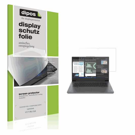 Matte Displayschutzfolie von dipos passend für Lenovo V17 IRU G4, präziser Zuschnitt und blasenfrei montiert