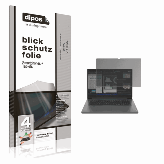 Blickschutzfolie von dipos passend für Lenovo V17 IRU G4, präziser Zuschnitt und blasenfrei montiert