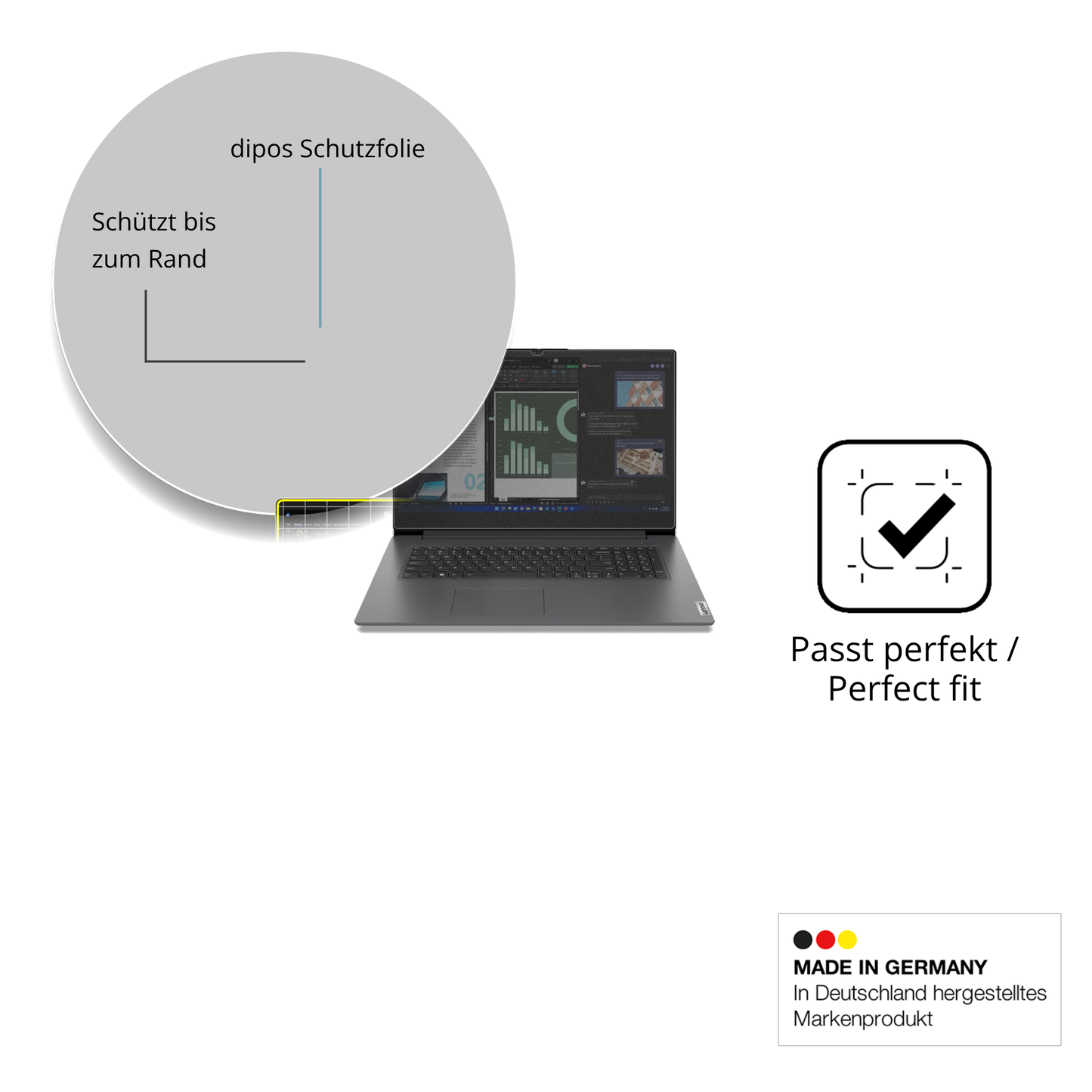 Schutz gegen Kratzer auf dem Lenovo V17 IRU G4 Glas durch Schlüssel oder Ähnliches