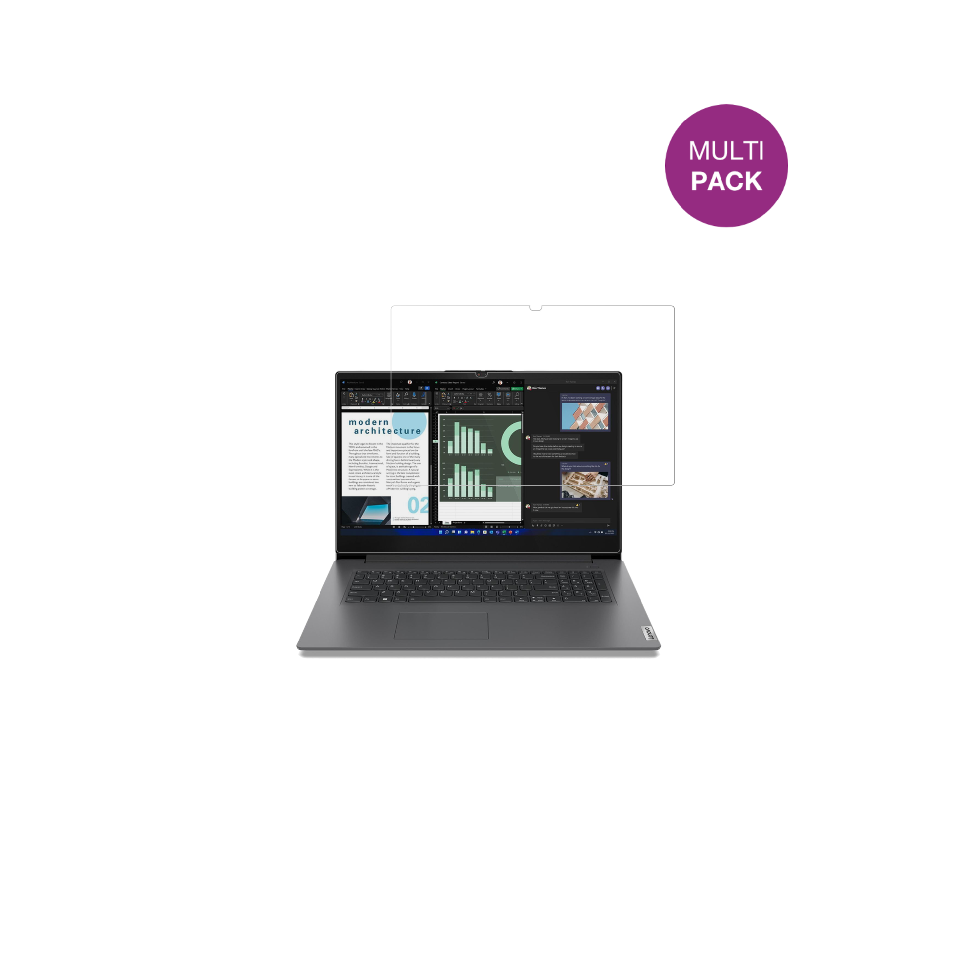 LenovoV17 IRU G4 mit aufgebrachter dipos Displayschutzfolie, glasklare Darstellung ohne Einschränkungen