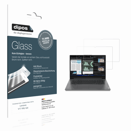 Klare Displayschutzfolie von dipos passend für Lenovo V17 IRU G4, 9H kratzfest und blasenfrei montiert