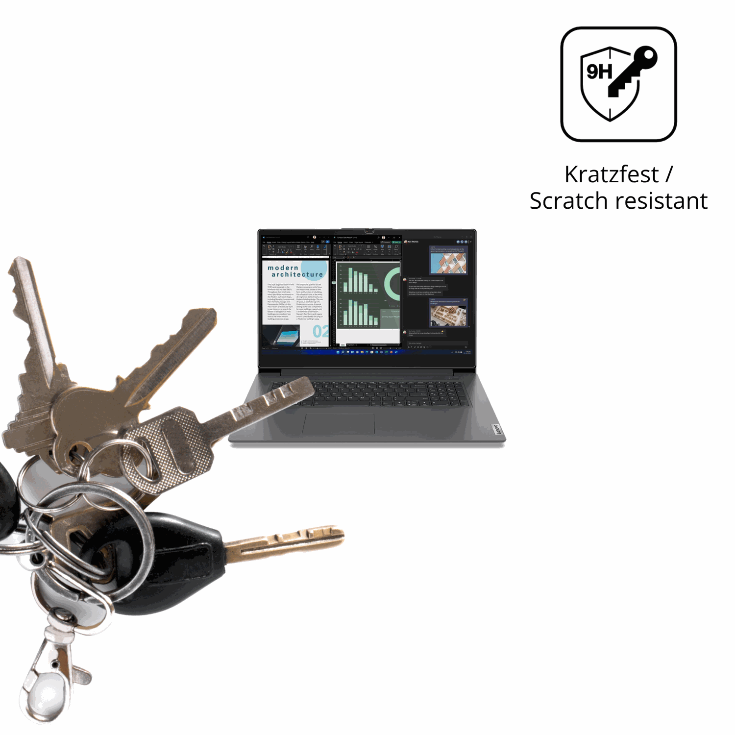 dipos Displayschutz für Lenovo V17 IRU G4, transparente Oberfläche, perfekte Passform auch für die Rundungen