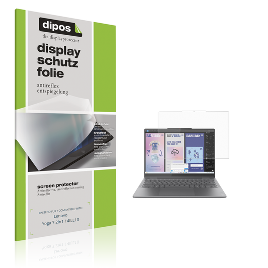 Matte Displayschutzfolie von dipos passend für Lenovo Yoga 7 2in1 14ILL10, präziser Zuschnitt und blasenfrei montiert