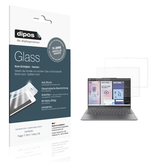 Matte Displayschutzfolie von dipos passend für Lenovo Yoga 7 2in1 14ILL10, 9H kratzfest und blasenfrei montiert