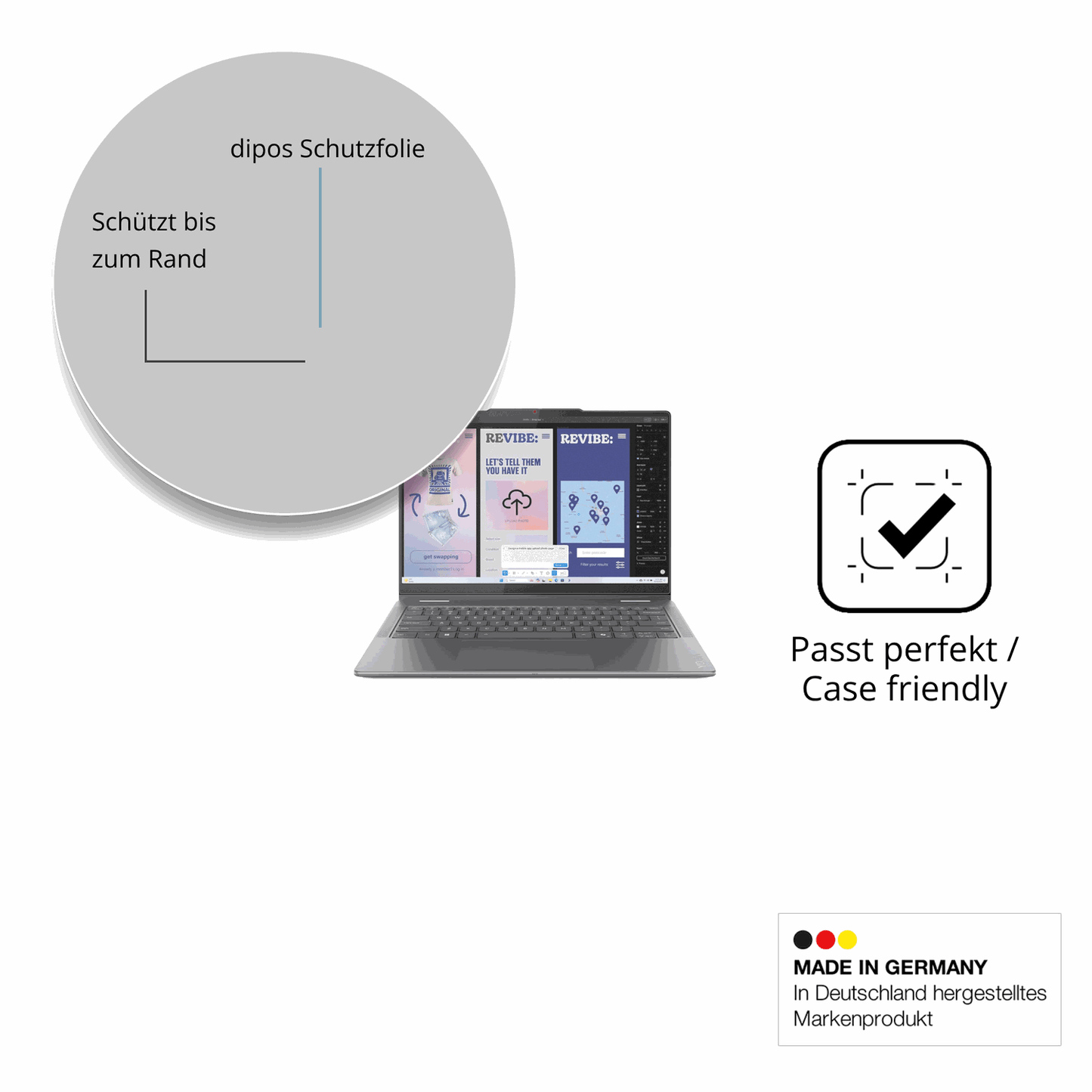 Schutzglasfolie mit optimaler Passform, zur Verwendung mit Hüllen geeignet