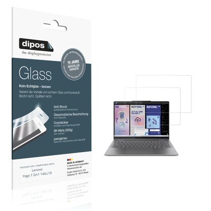 Klare Displayschutzfolie von dipos passend für Lenovo Yoga 7 2in1 14ILL10, 9H kratzfest und blasenfrei montiert