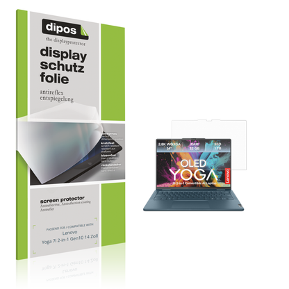 Matte Displayschutzfolie von dipos passend für Lenovo Yoga 7i 2-in-1 Gen10 14 Zoll, präziser Zuschnitt und blasenfrei montiert