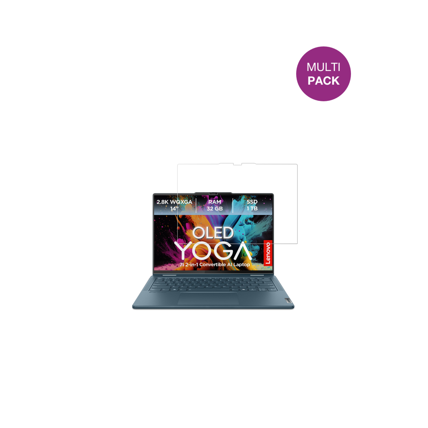 LenovoYoga 7i 2-in-1 Gen10 14 Zoll mit aufgebrachter dipos Displayschutzfolie, glasklare Darstellung ohne Einschränkungen
